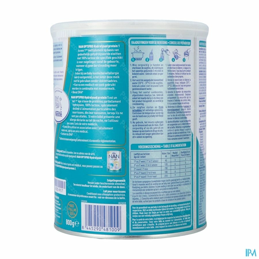 Nan Optipro Hydrolysed protein 1 Lait pour Nourrissons 800g