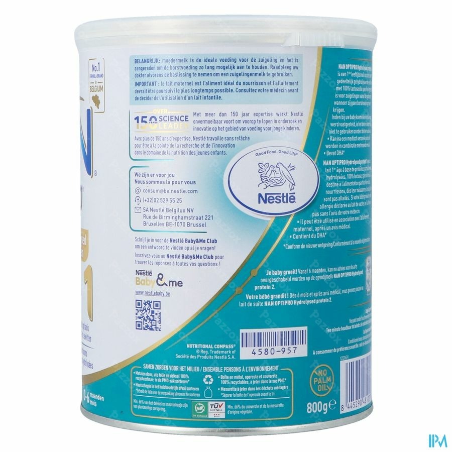 Nan Optipro Hydrolysed protein 1 Lait pour Nourrissons 800g