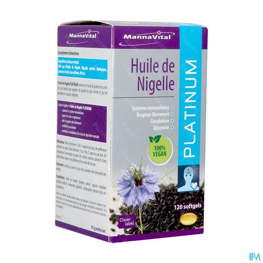 Mannavital Huile Nigelle Softgels 120