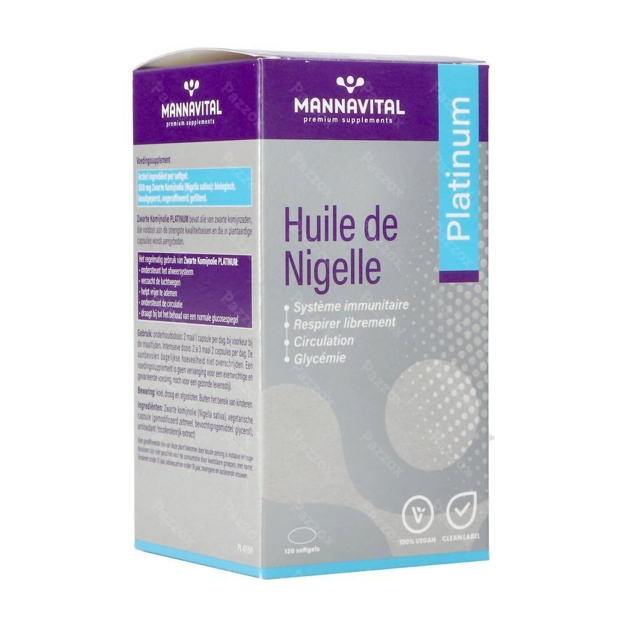 Mannavital Huile Nigelle Softgels 120