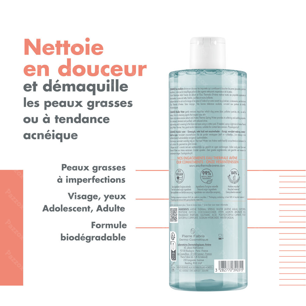 Avène Cleanance Eau Micellaire, Peau Grasse, Imperfections 400ml