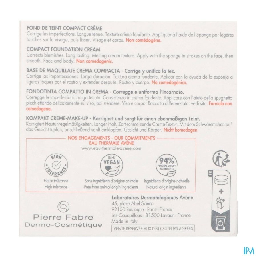 Avène Couvrance Fond Teint Compact 1.4 Dore 8.5g