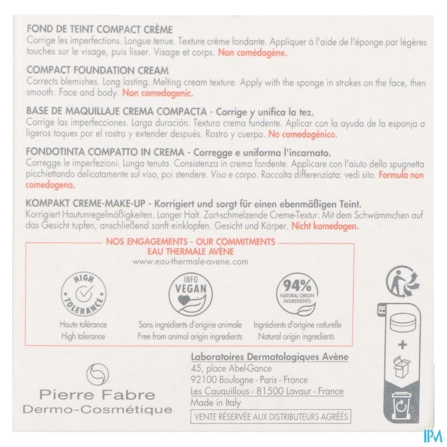 Avène Couvrance Fond Teint Compact 1.4 Dore 8.5g
