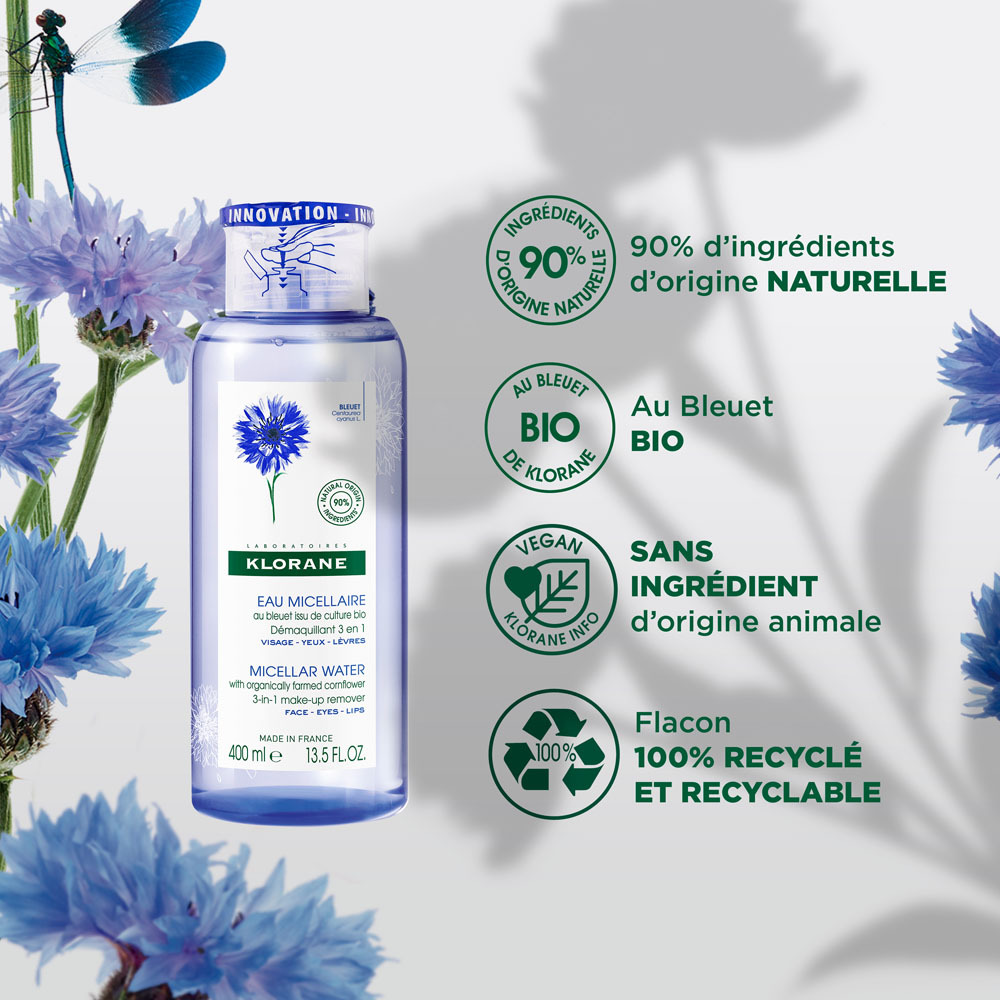 Klorane Visage Bleuet Eau Micellaire Bio 400ml Nf