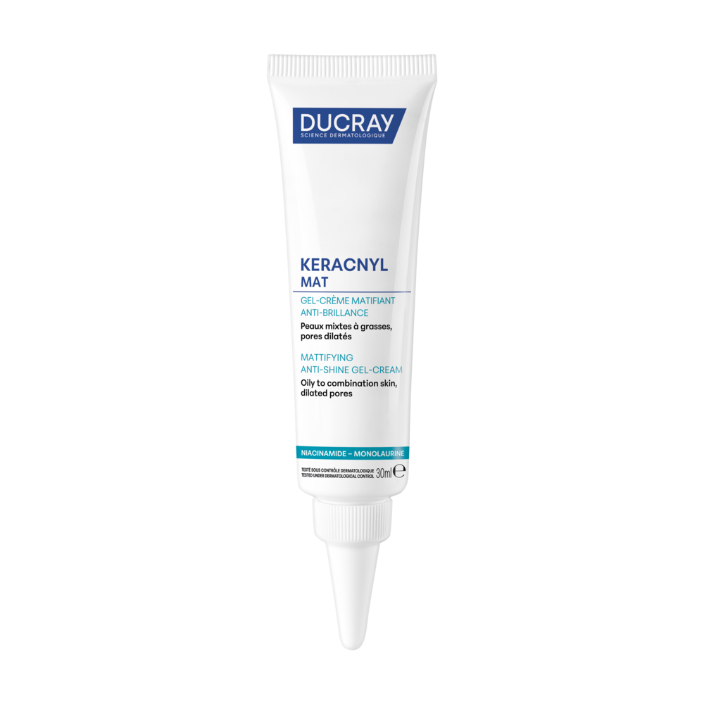 Ducray Keracnyl Mat Gel-Crème Matifiant Anti-Brillance, Niacinamide & Monolaurine, Peau mixte à grasse 30 ml