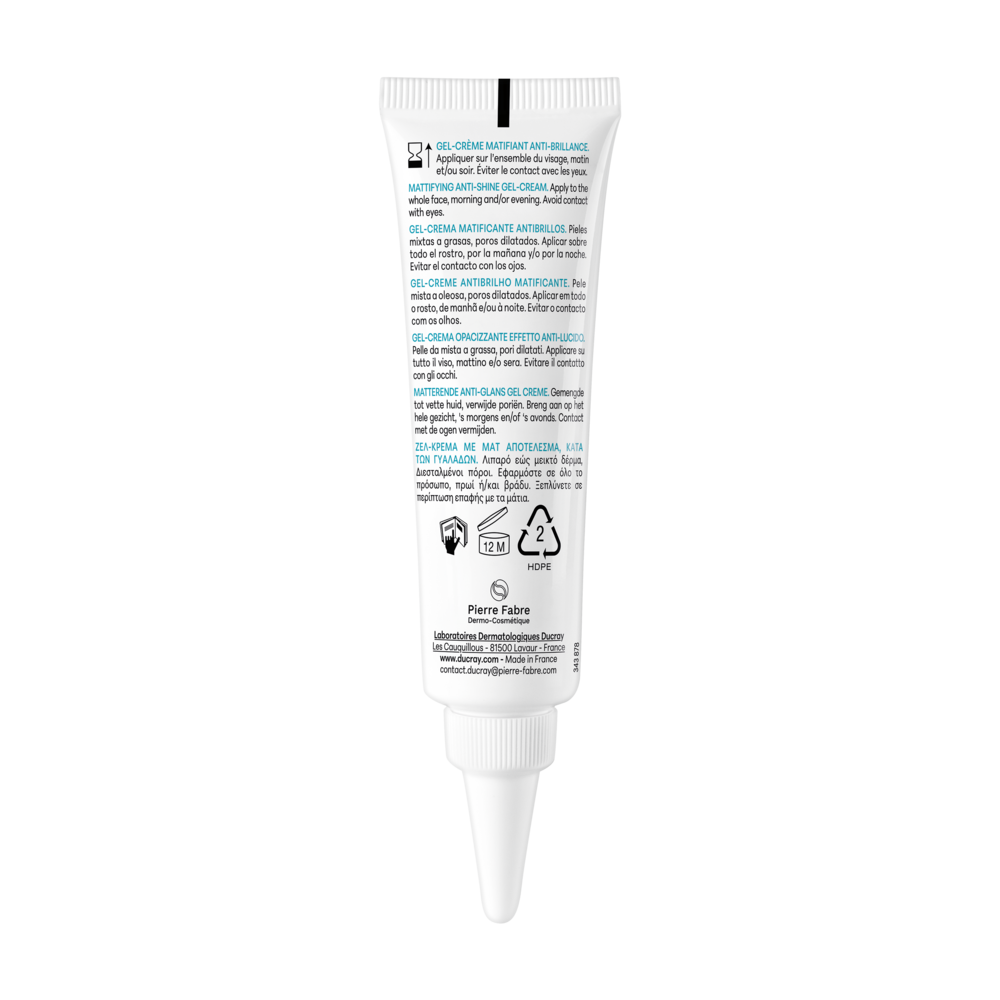 Ducray Keracnyl Mat Gel-Crème Matifiant Anti-Brillance, Niacinamide & Monolaurine, Peau mixte à grasse 30 ml