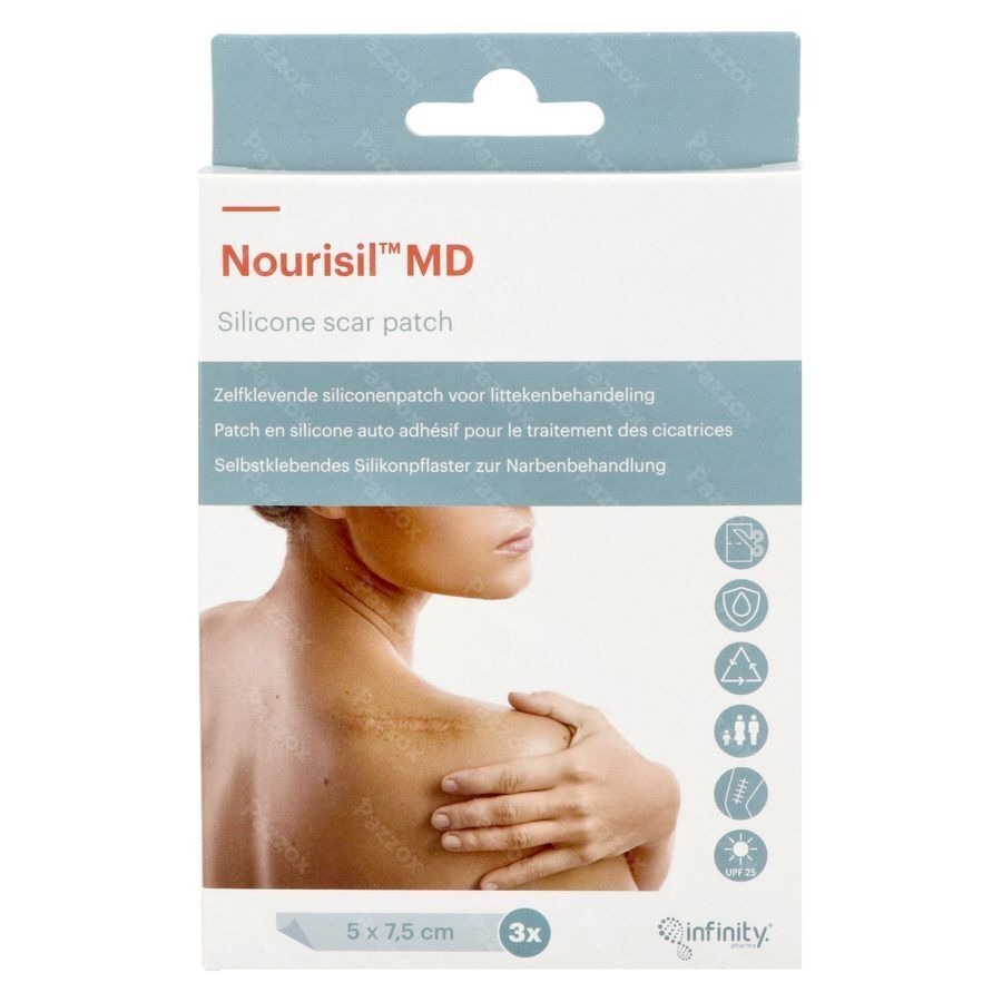 Nourisil MD Patch silicone traitement des cicatrices 5x7,5cm 3 pièces