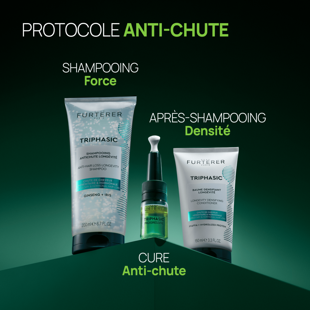 René Furterer Triphasic Shampooing Antichute Longévité, chute de cheveux héréditaire & hormonale 200ml