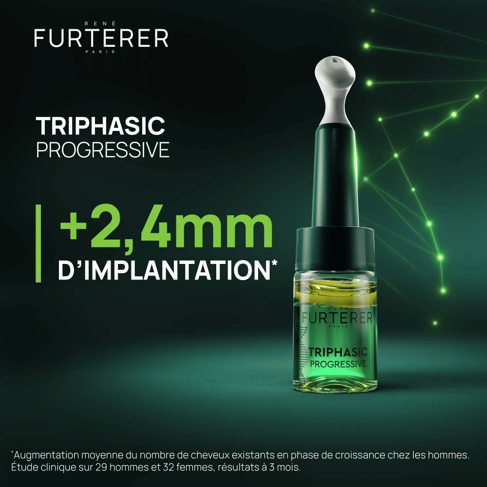 René Furterer Triphasic Progressive, Traitement Antichute Longévité & Densité, chute de cheveux héréditaire & hormonale 8fl.