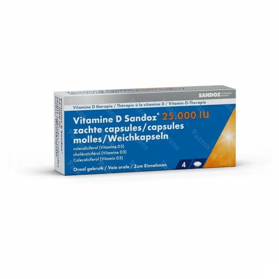 Sandoz Vitamine D 25000 IU 4 Gelules Molles