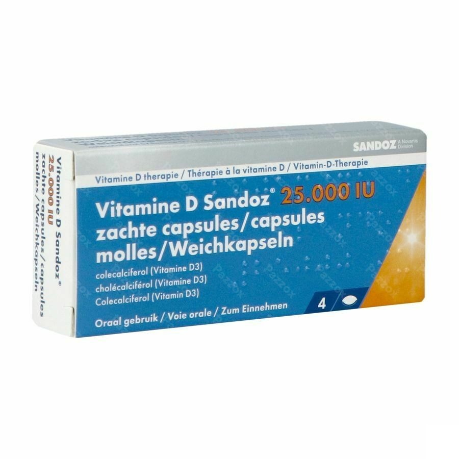 Sandoz Vitamine D 25000 IU 4 Gelules Molles