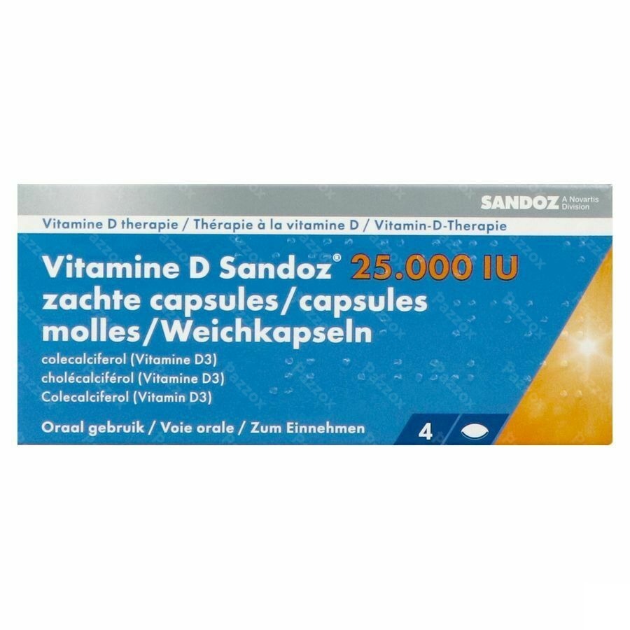 Sandoz Vitamine D 25000 IU 4 Gelules Molles