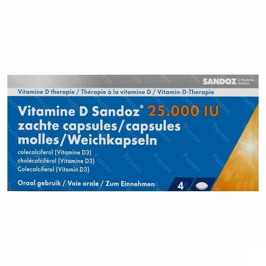 Sandoz Vitamine D 25000 IU 4 Gelules Molles