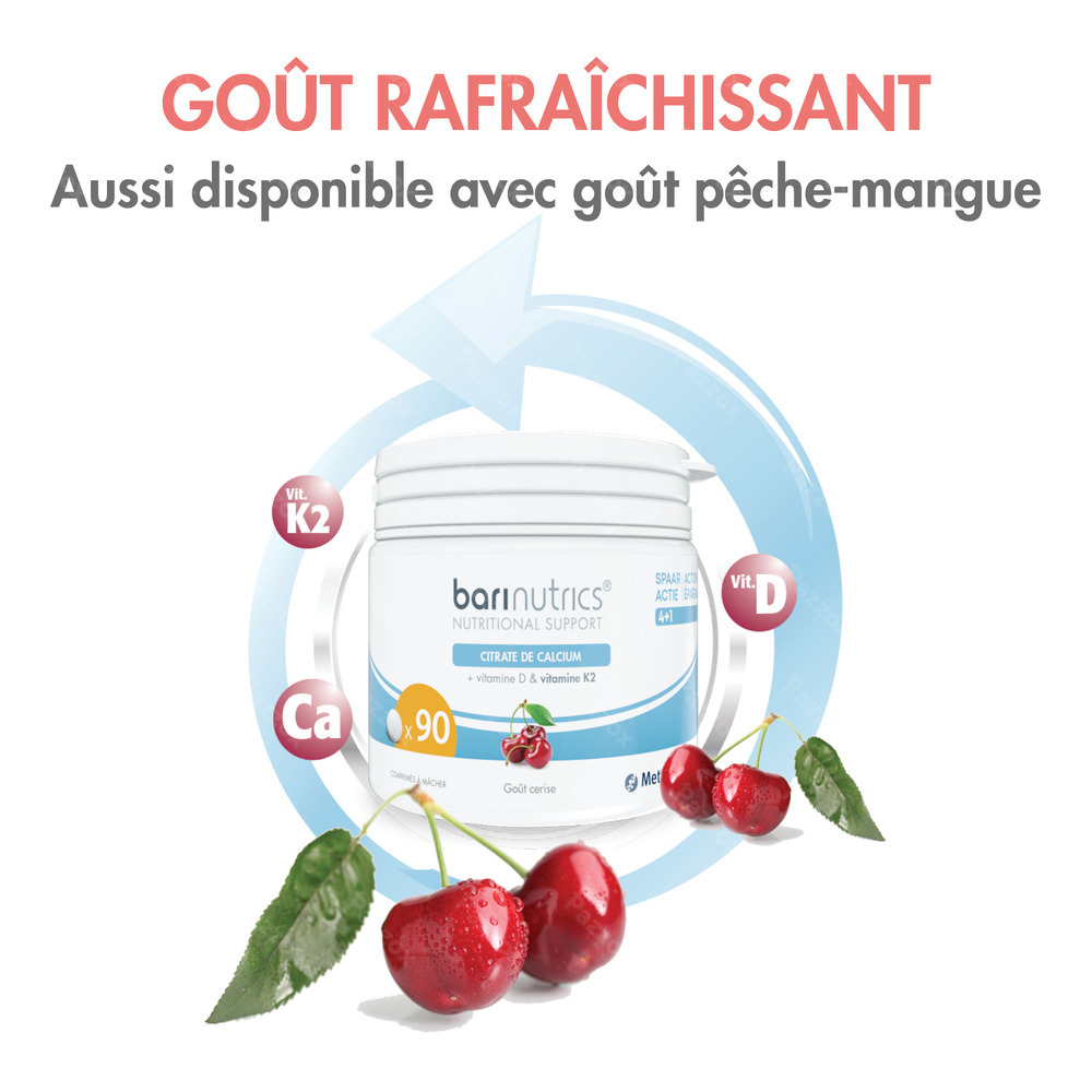 BariNutrics Cirate Calcium+k2 Cerise Comprimés Croquer 90