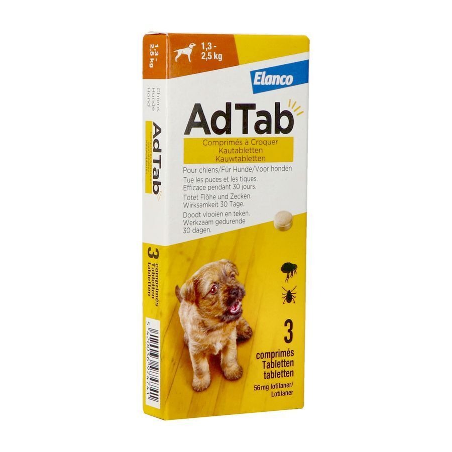 Adtab 56mg Chien >1,3kg-2,5kg Comp A Croquer 3