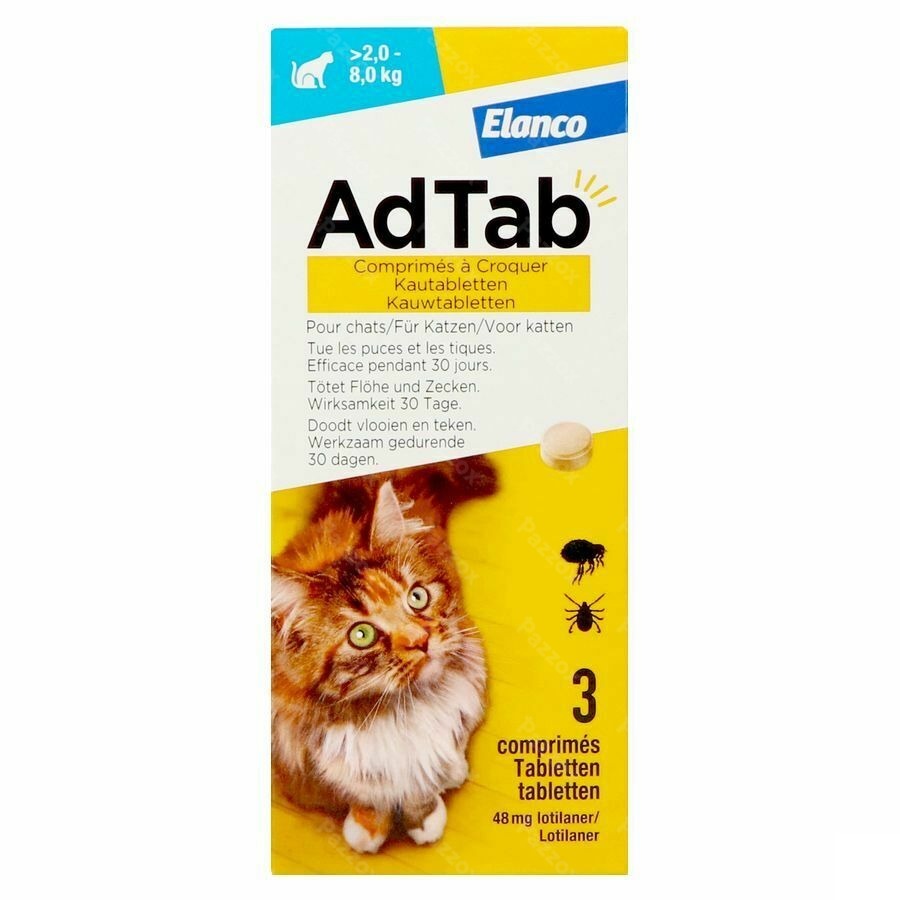 Adtab comprimés chat (2kg - 8kg) 3 comprimés