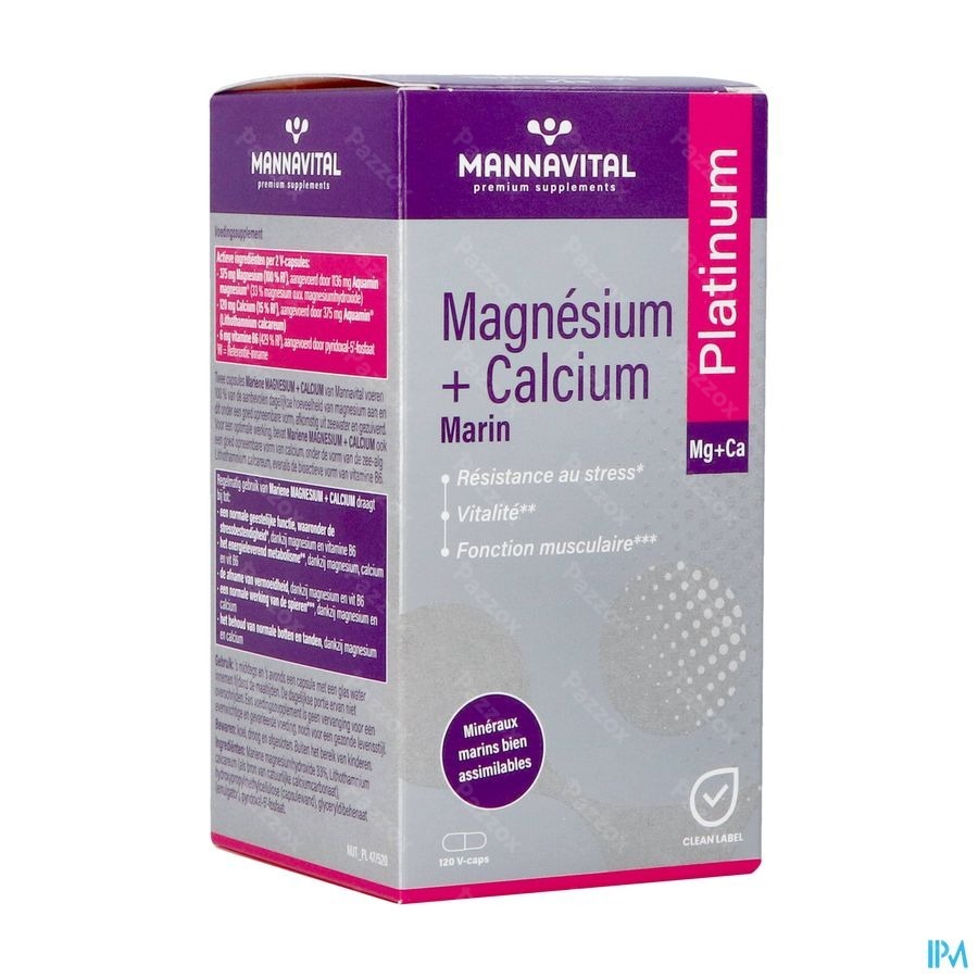 Mannavital Magnesium + Calcium Marin V-caps 120