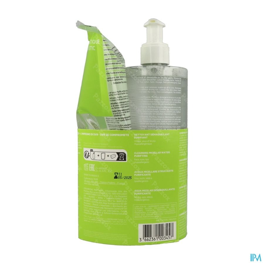 SVR Sebiaclear Eau Micellaire 400ml + Refill 400ml
