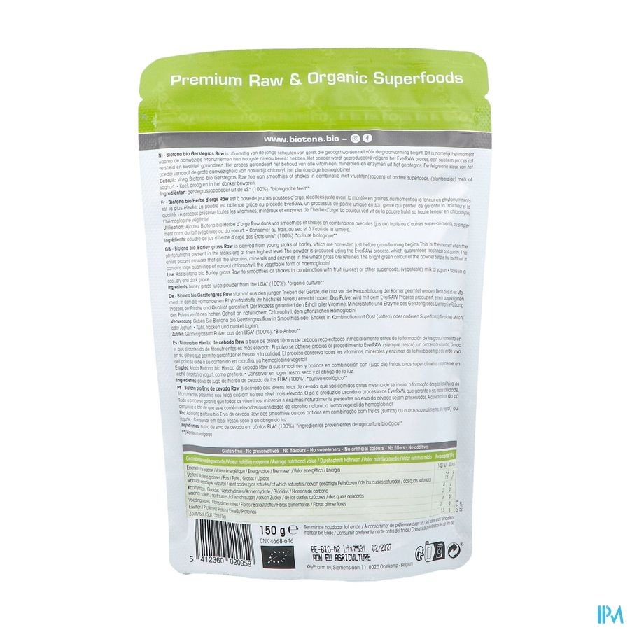 Biotona Bio Herbe Orge Raw 150g