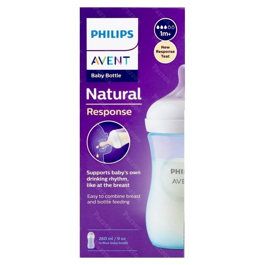 Avent Natural Response 3.0 Biberon 260 ml Bleu