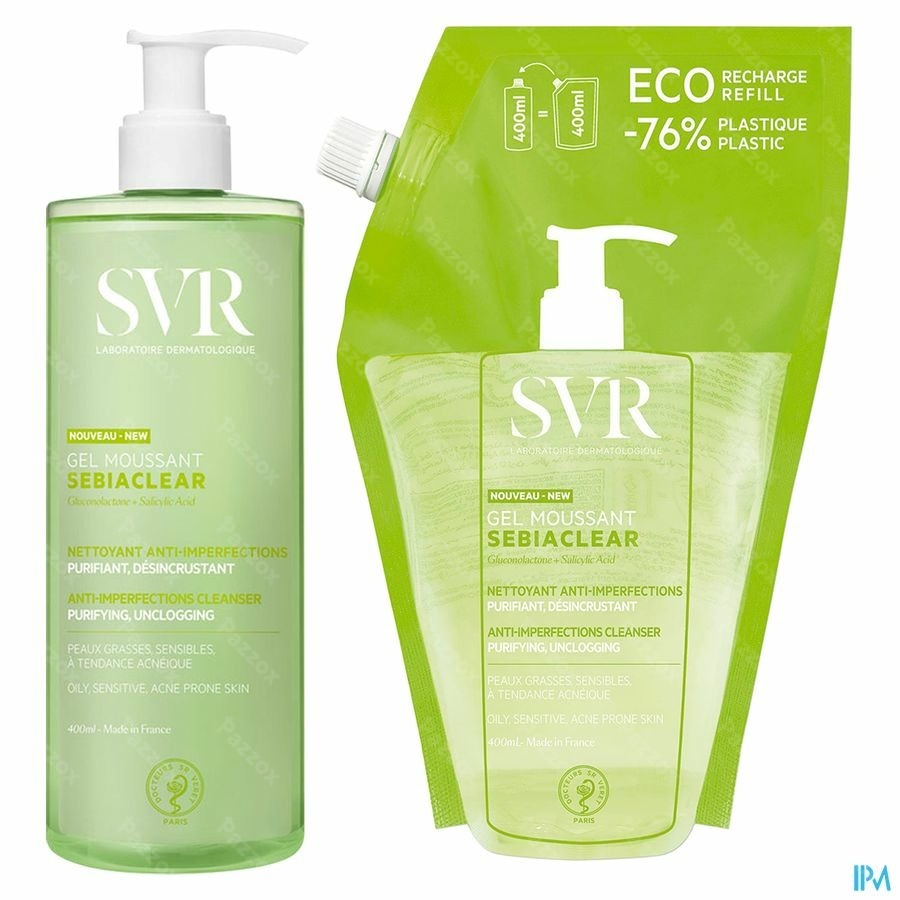 SVR Sebiaclear Gel Moussant 400ml+Refill 400ml