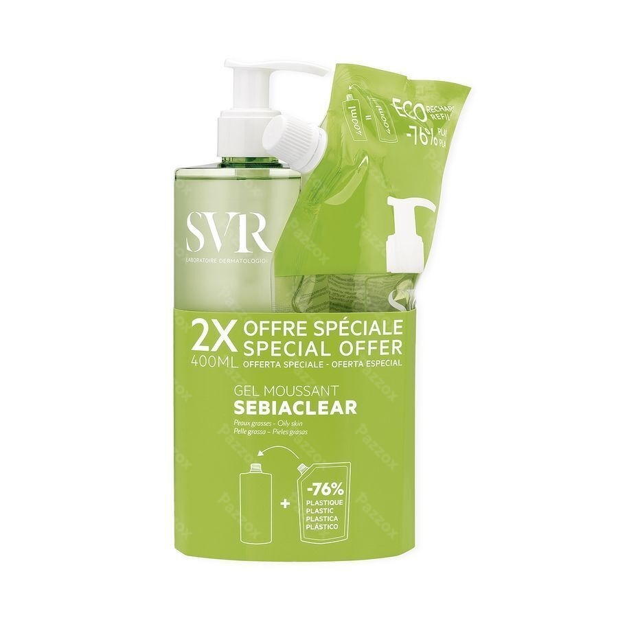 SVR Sebiaclear Gel Moussant 400ml+Refill 400ml