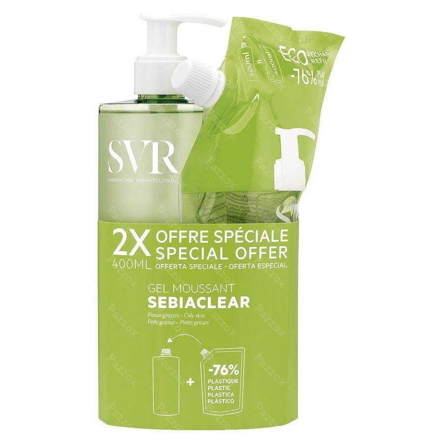 SVR Sebiaclear Gel Moussant 400ml+Refill 400ml