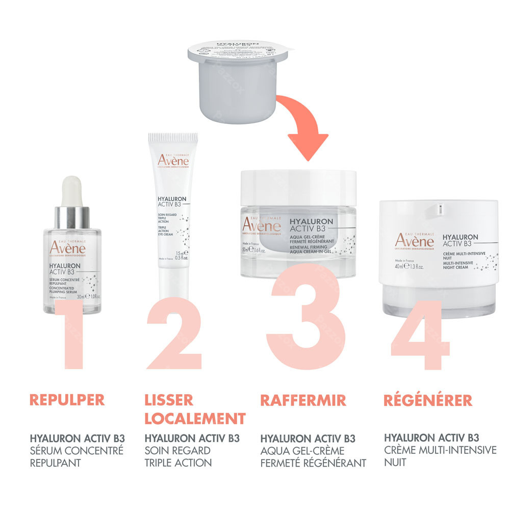 Avène Hyaluron Activ B3 Aqua Gel-crème régénération cellulaire recharge anti-âge, Acide hyaluronique & Niacinamide 50ml