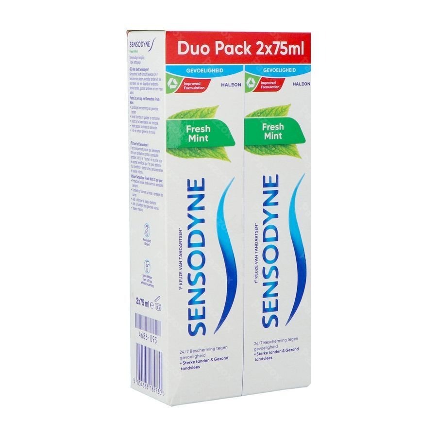 Sensodyne Fresh Mint Dentifrice Tube 2x75ml