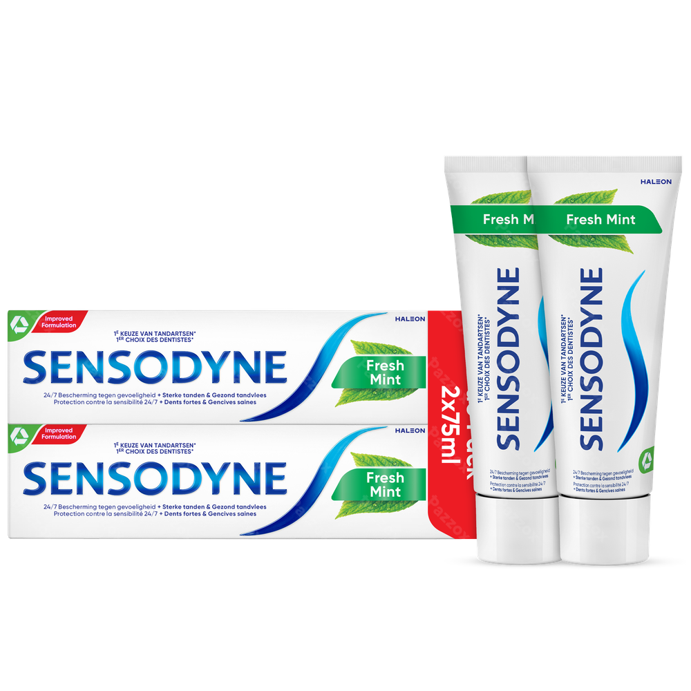 Sensodyne Fresh Mint Dentifrice Tube 2x75ml