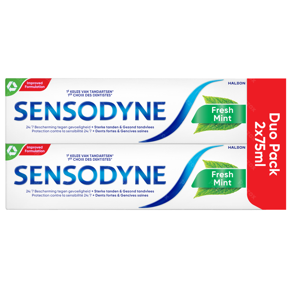 Sensodyne Fresh Mint Dentifrice Tube 2x75ml