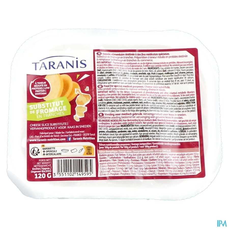 Taranis Substitut Fromage Tranches 120g