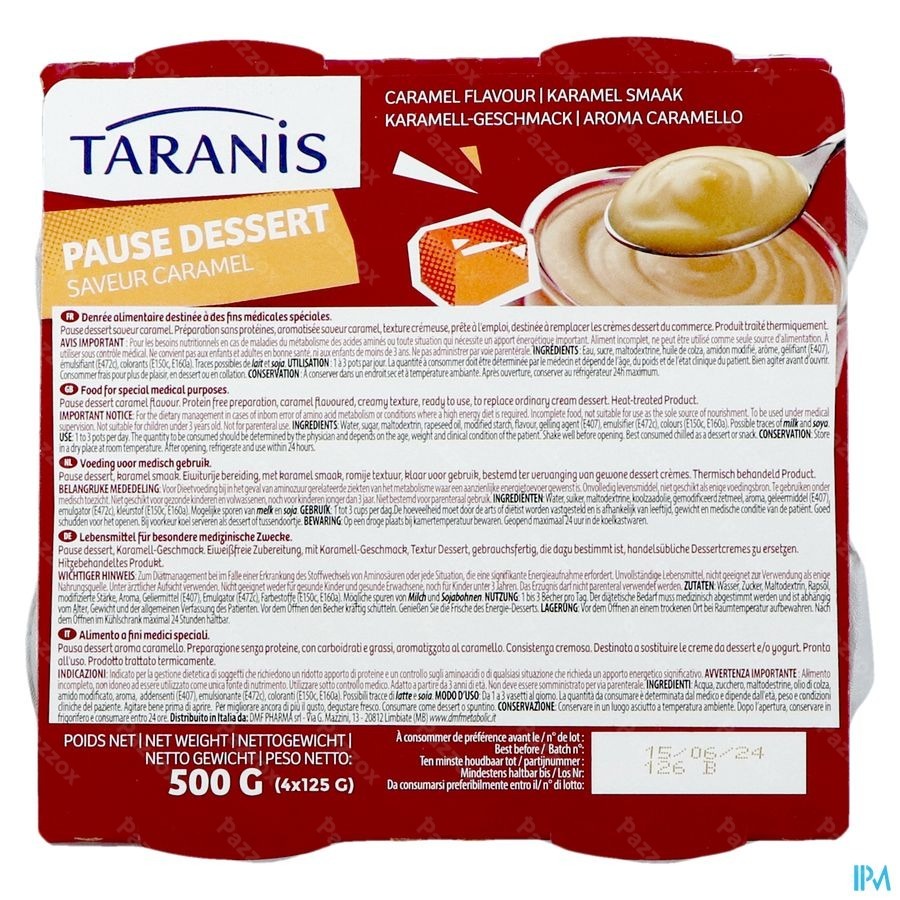 Taranis Pause Dessert Caramel 4x125g 3106 Revogan
