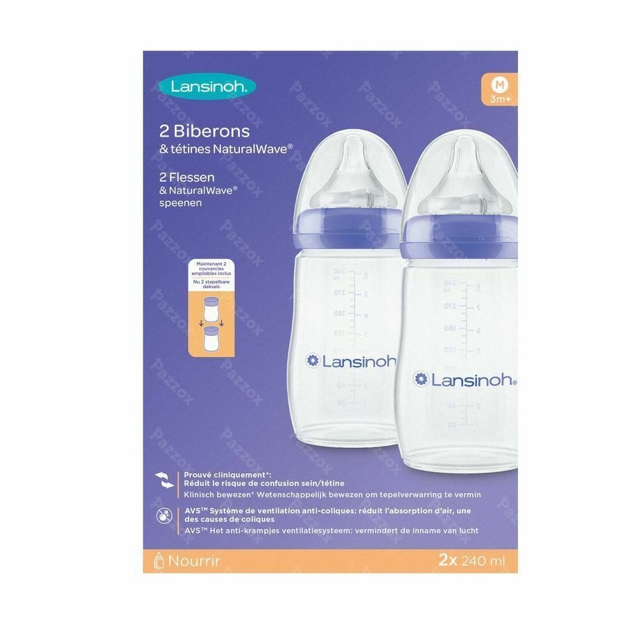 Lansinoh Natural Wave Biberon + Tetine 2x240ml