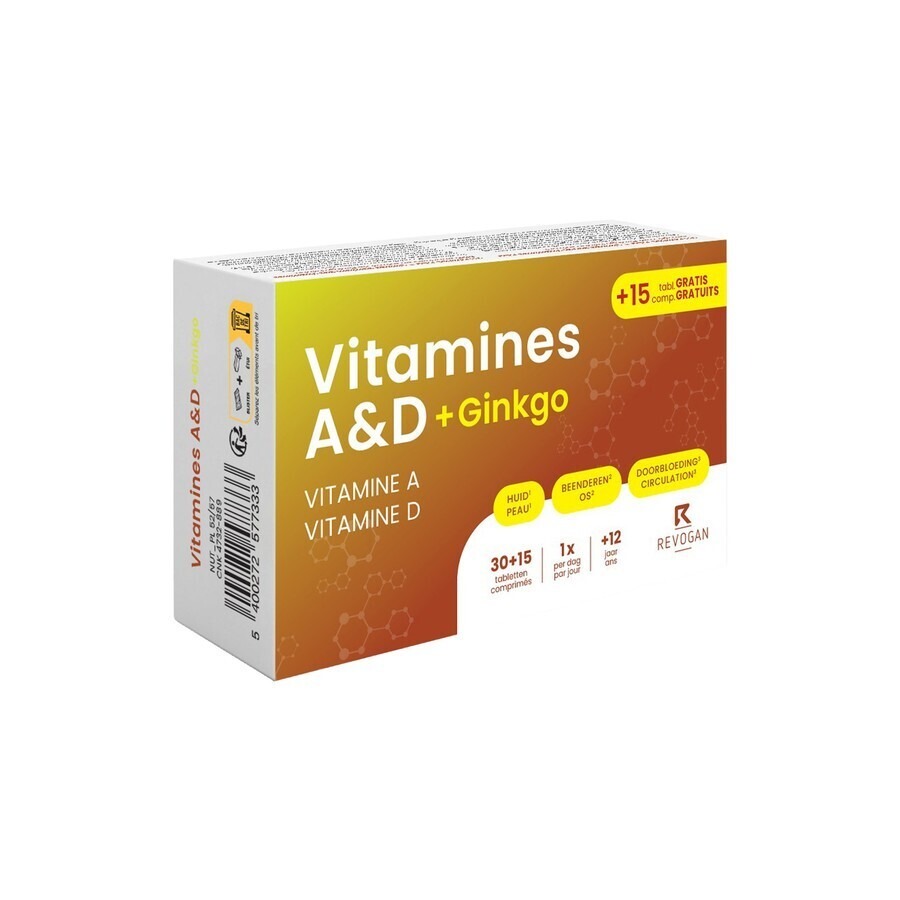 Revogan Nutritic Vitamines A&D+Ginkgo 30+15 Comprimés