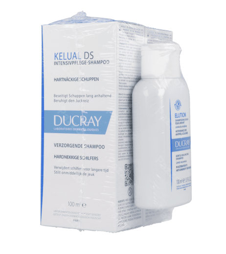 Ducray Kelual DS Shampooing États Pelliculaires Sévères 2x100ml +Gratuit Elution Shampooing Doux Équilibrant 100ml