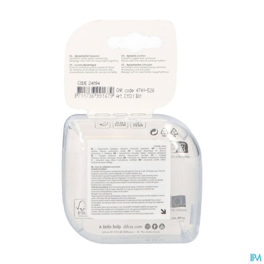 Difrax Sucette Dynamic Newborn Babyshower Blue 2