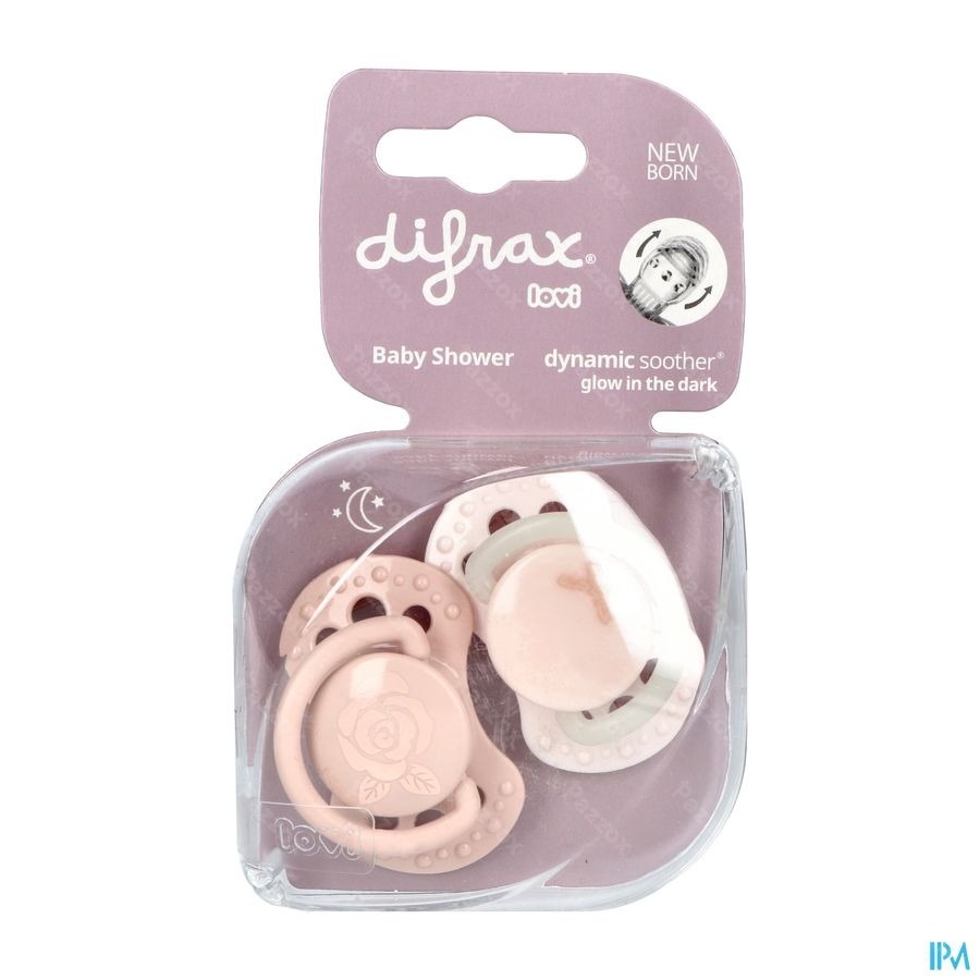 Difrax Sucette Dynamic Newborn Babyshower Pink 2