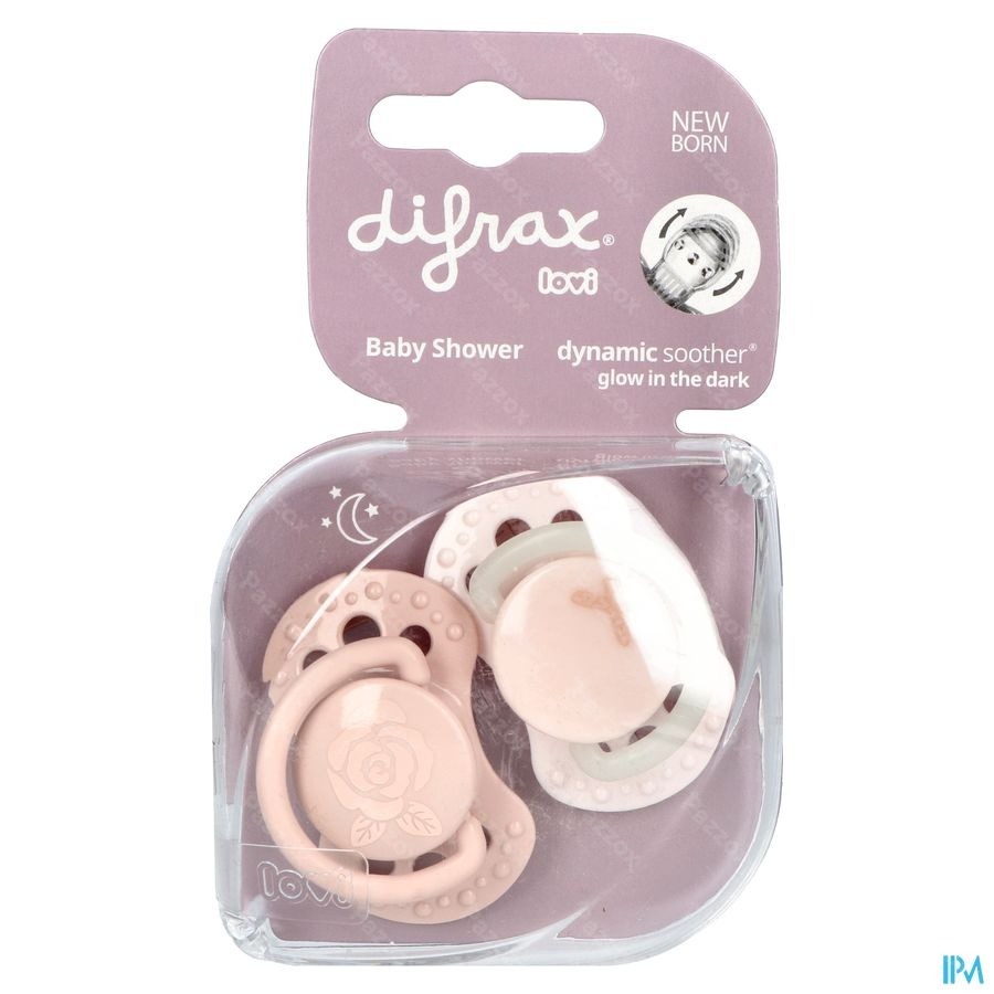 Difrax Sucette Dynamic Newborn Babyshower Pink 2