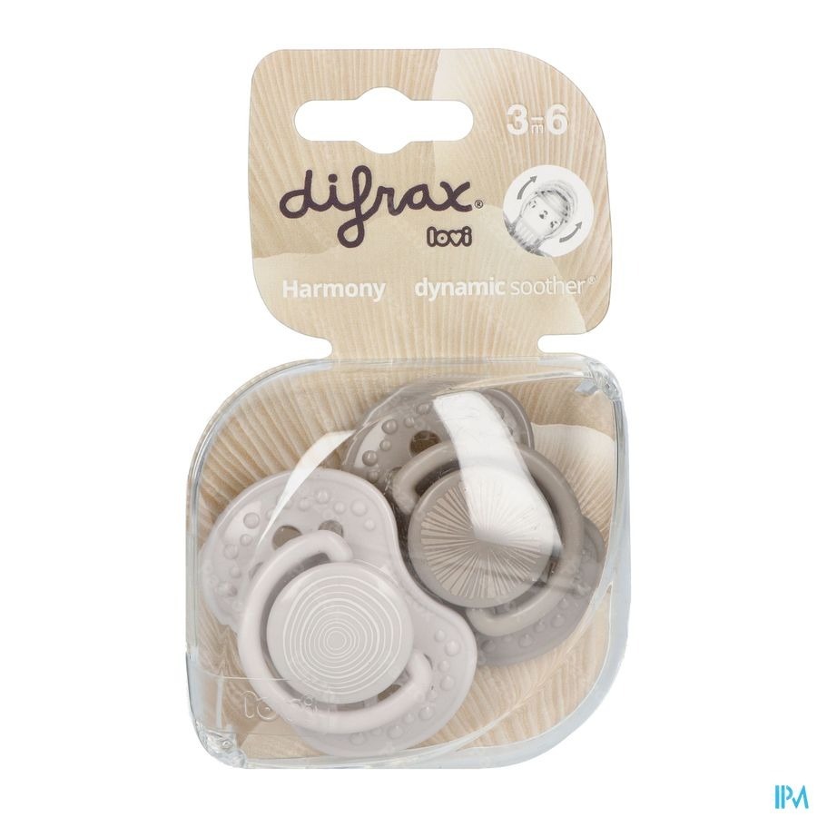 Difrax Sucette Dynamic Harmony l.&d.grey 3m+ 2