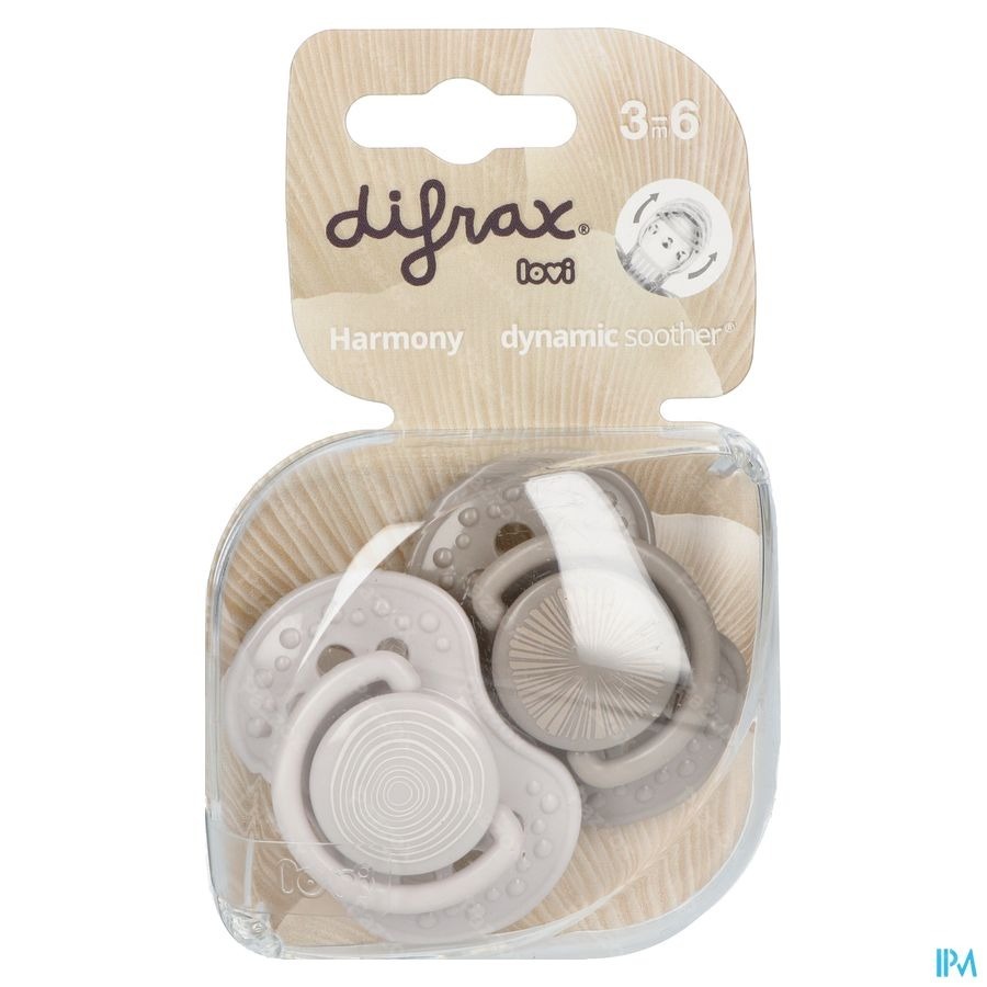 Difrax Sucette Dynamic Harmony l.&d.grey 3m+ 2