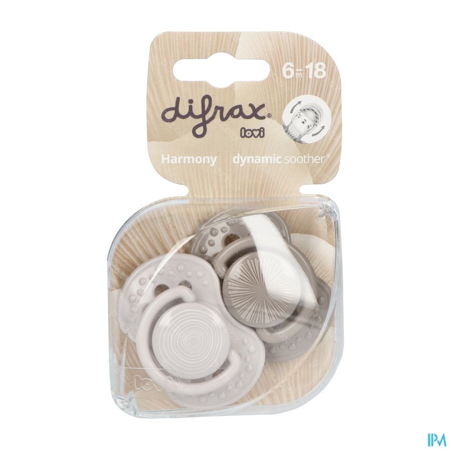 Difrax Sucette Dynamic Harmony l.&d.grey 6-18m 2