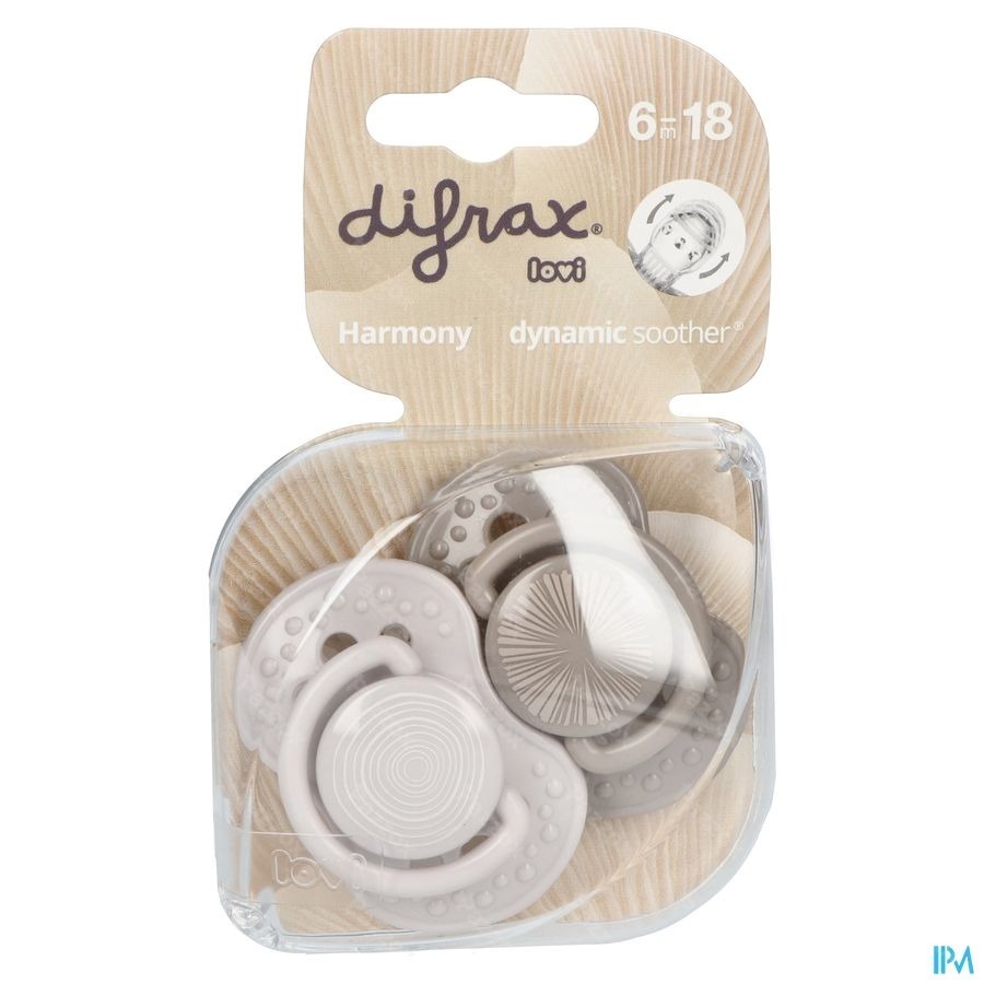 Difrax Sucette Dynamic Harmony l.&d.grey 6-18m 2