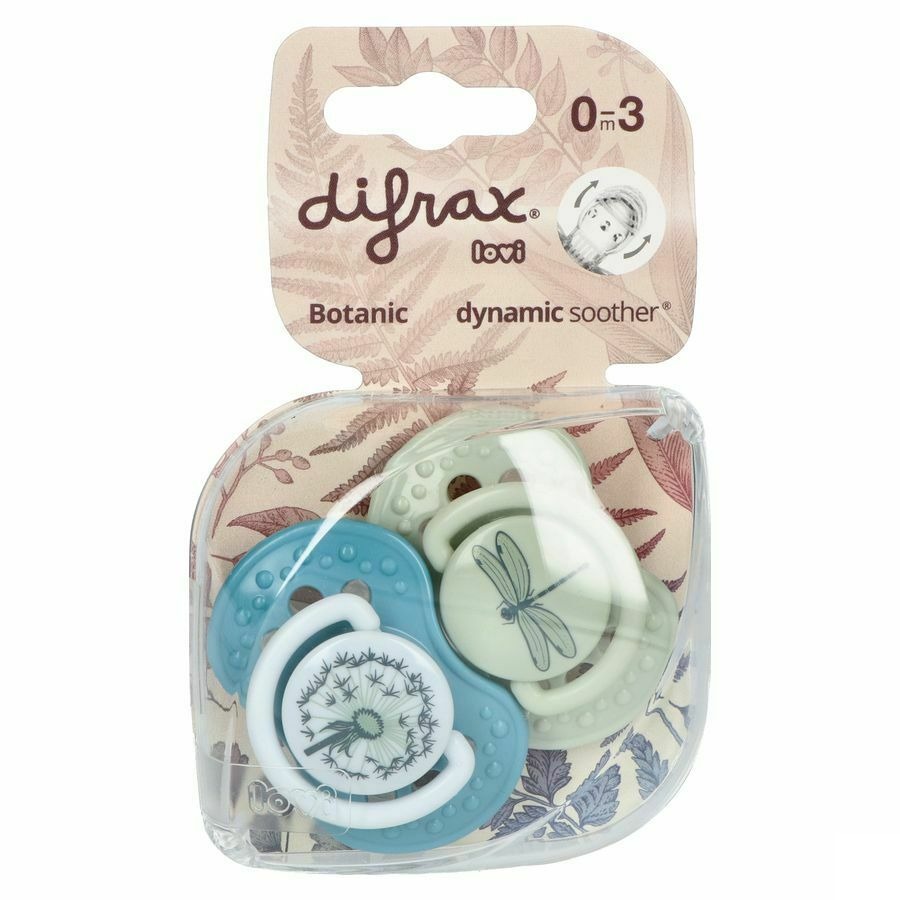 Difrax Sucette Dynamic Botanic Blue&green 0-3m 2