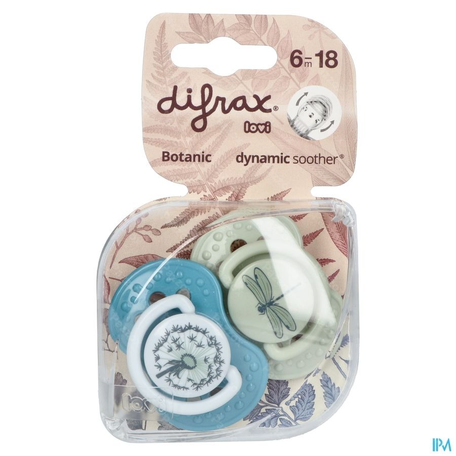 Difrax Sucette Dynamic Botanic Blue&green 6-18m 2