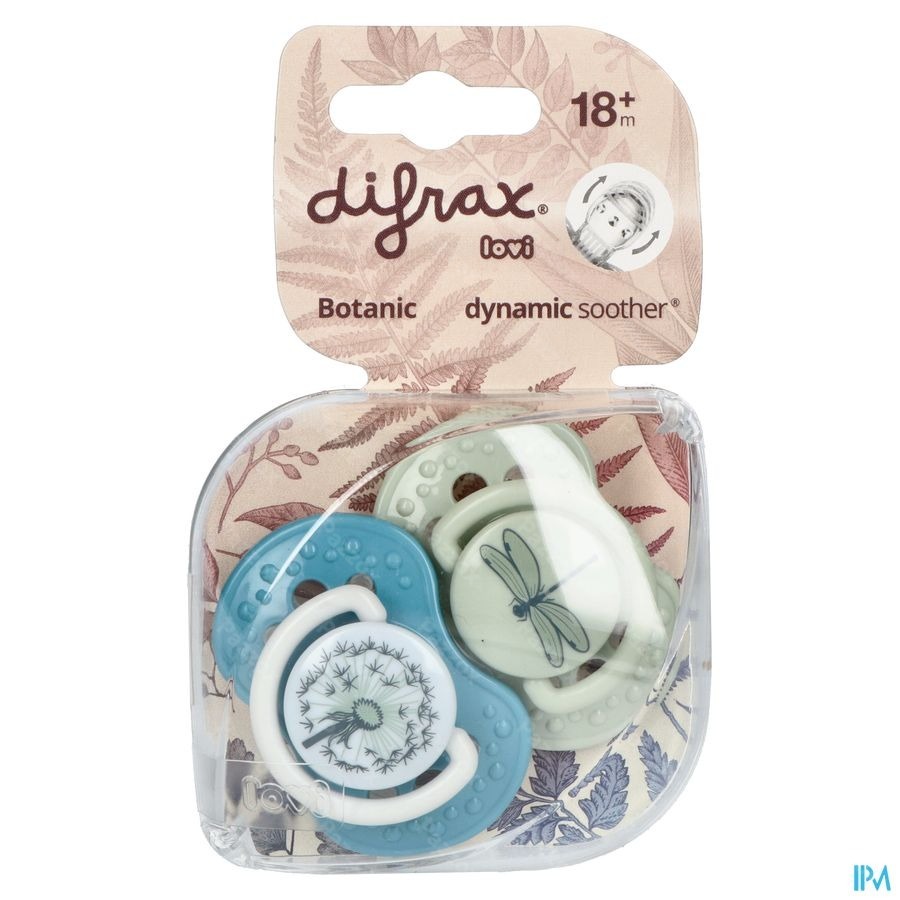 Difrax Sucette Dynamic Botanic Blue&green 18m+ 2