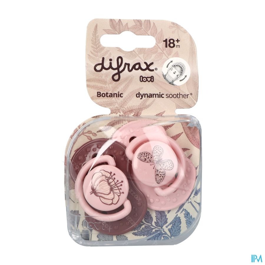 Difrax Sucette Dynamic Botanic Pink&purple 18m+ 2