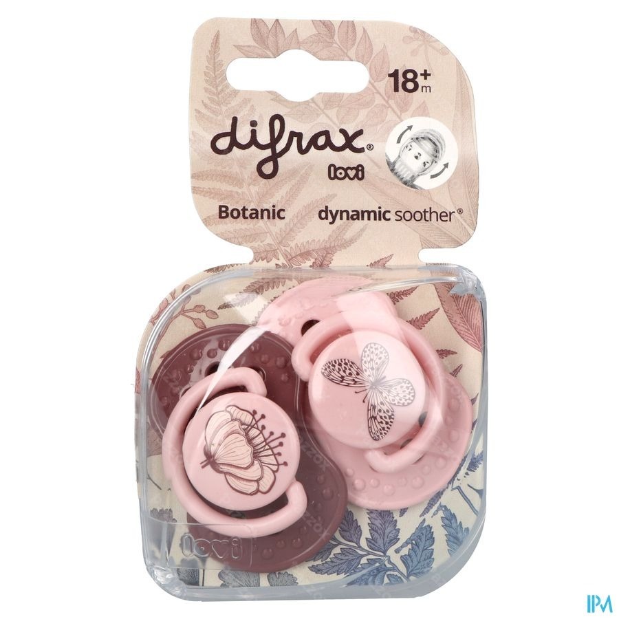 Difrax Sucette Dynamic Botanic Pink&purple 18m+ 2