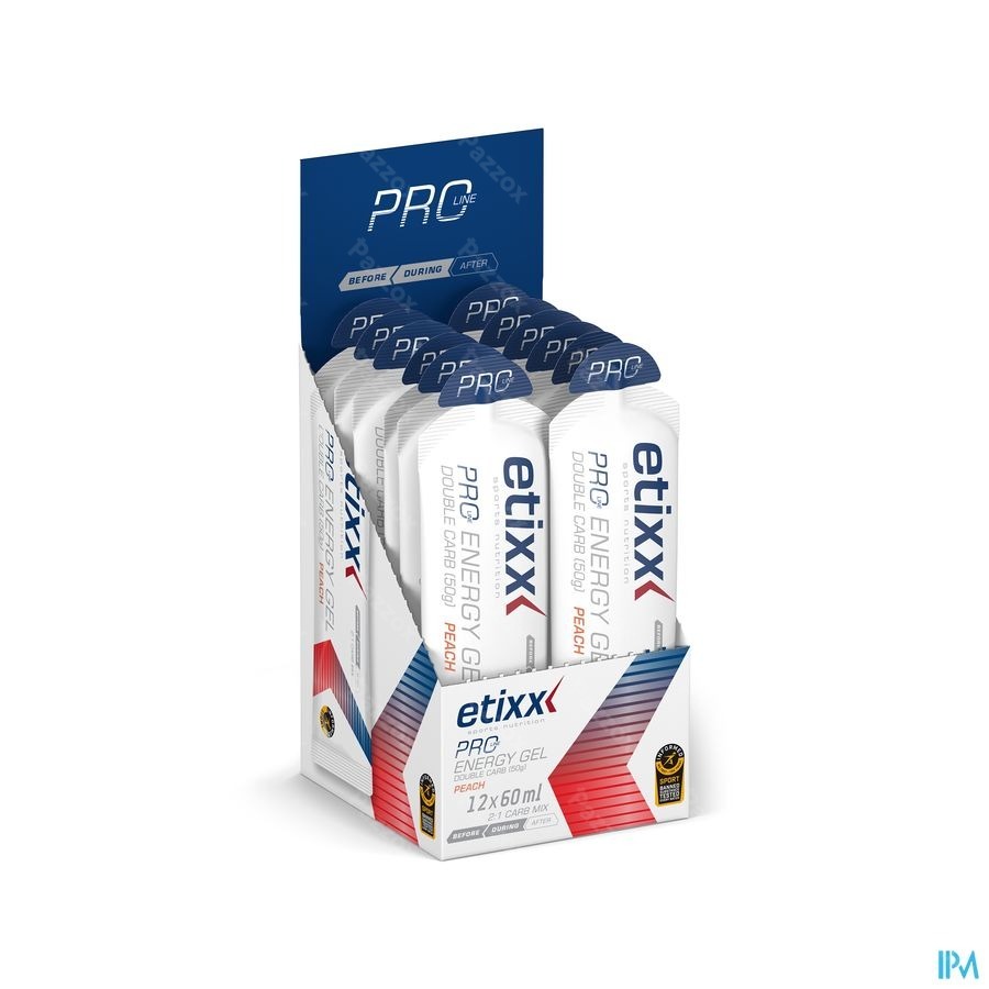 Etixx Double Carb Energy Gel Proline Peach 12x60ml
