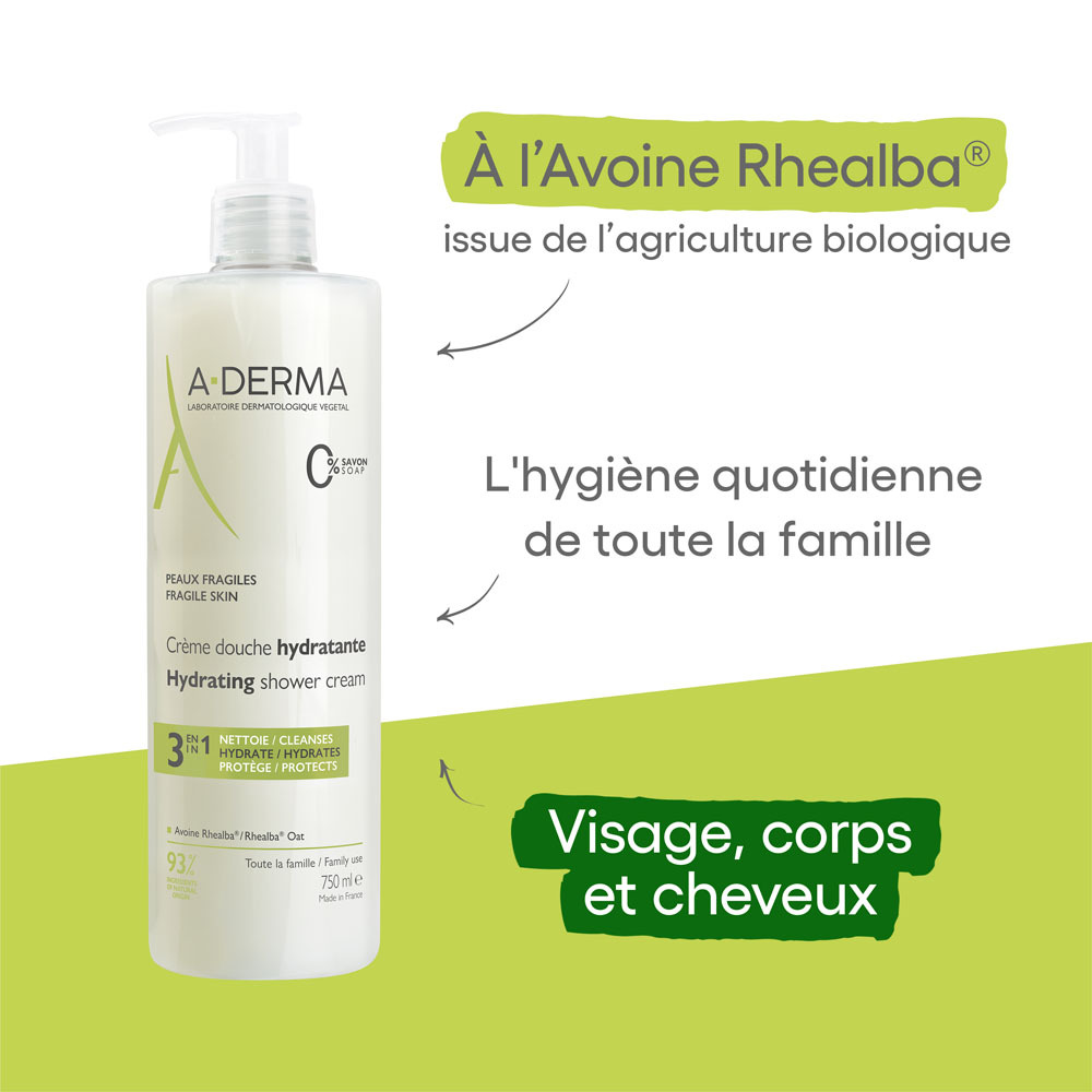 A-Derma Indespensables Crème Douche Hydratante Peaux Fragile 750 ml
